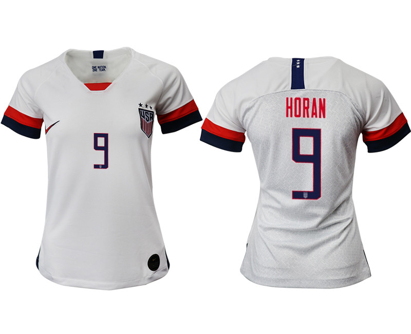 2019 20 USA 9 HORAN Home Women Soccer Jersey