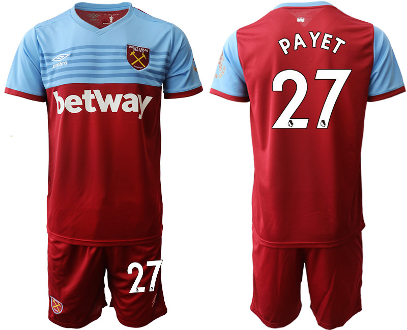 2019 20 West Ham United 27 PAYET Home Soccer Jersey