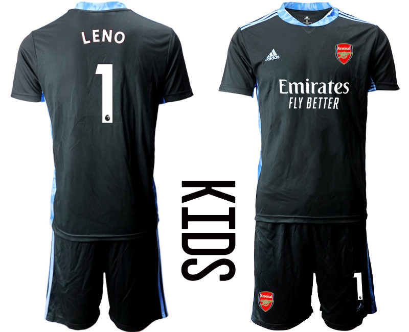 2020 21 Arsenal 1 LENO Black Youth Goalkeeper Soccer Jerseys