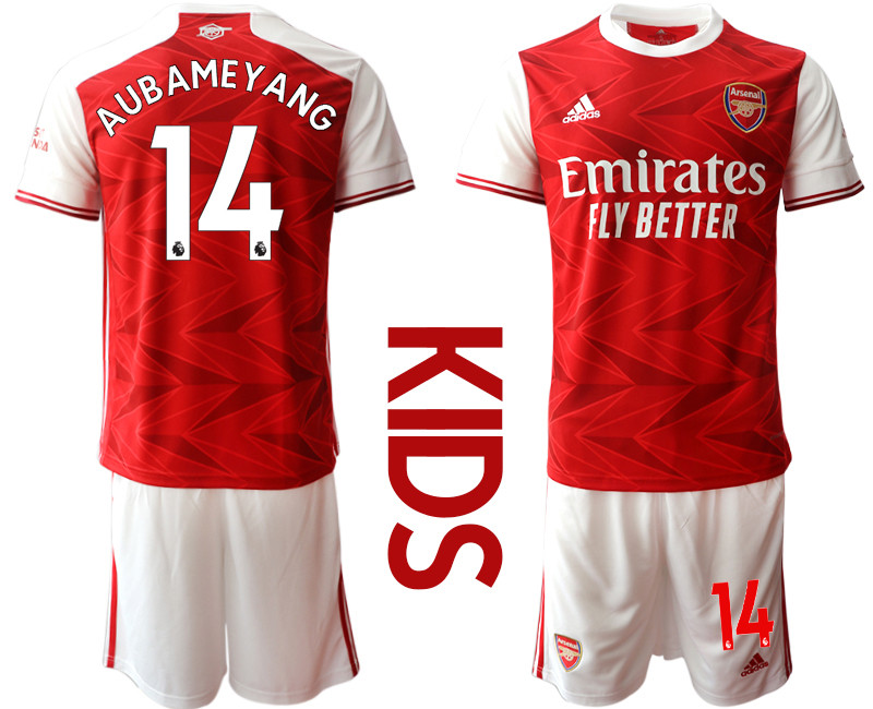 2020 21 Arsenal 14 AUBAMEYANG Youth Home Soccer Jersey