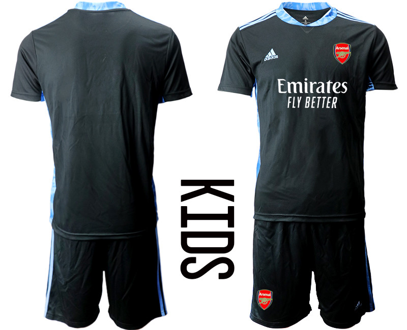 2020 21 Arsenal Black Youth Goalkeeper Soccer Jerseys