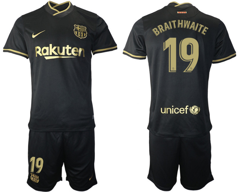 2020 21 Barcelona 19 BRAITHWAITE Away Soccer Jersey