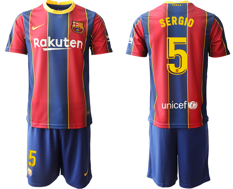 2020 21 Barcelona 5 SERGIO Home Soccer Jersey