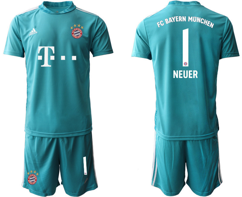 2020 21 Bayern Munich 1 NEUER Blue Goalkeeper Soccer Jersey