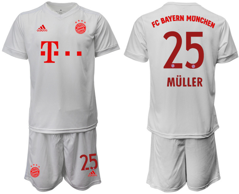 2020 21 Bayern Munich 25 MULLER Away White Soccer Jersey