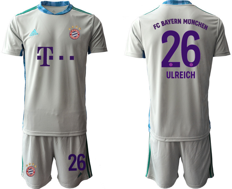 2020 21 Bayern Munich 26 ULREICH Gray Goalkeeper Soccer Jersey