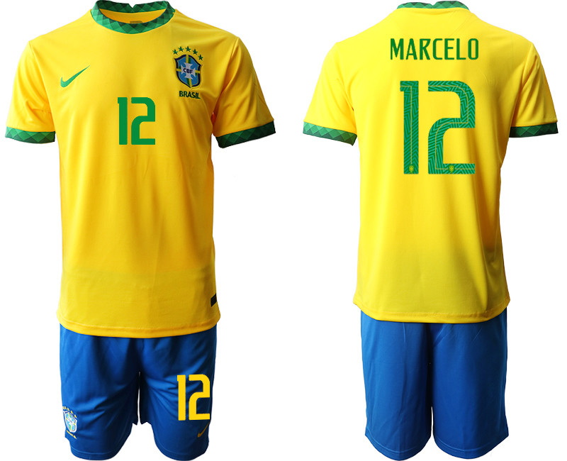 2020 21 Brazil 12 MARCELO Home Soccer Jersey