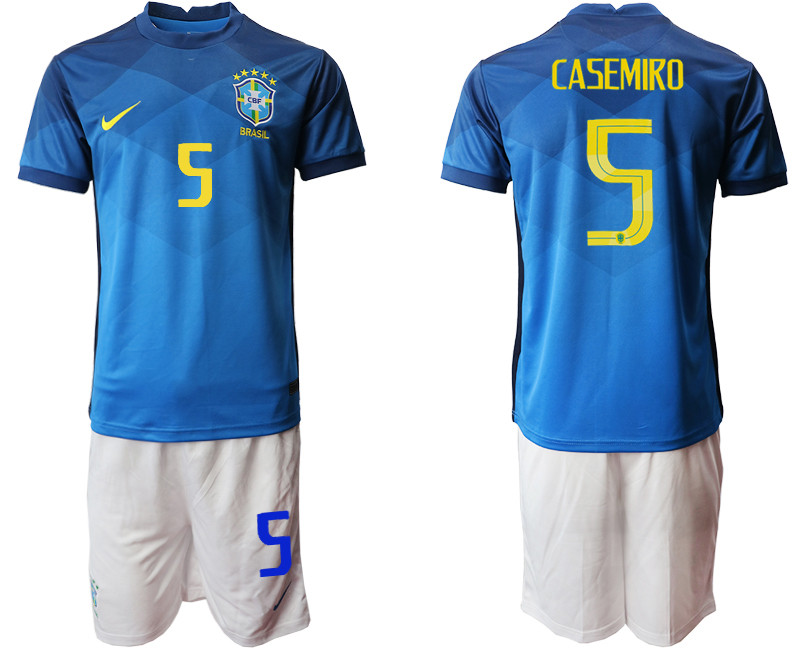 2020 21 Brazil 5 CASEMIRO Away Soccer Jersey