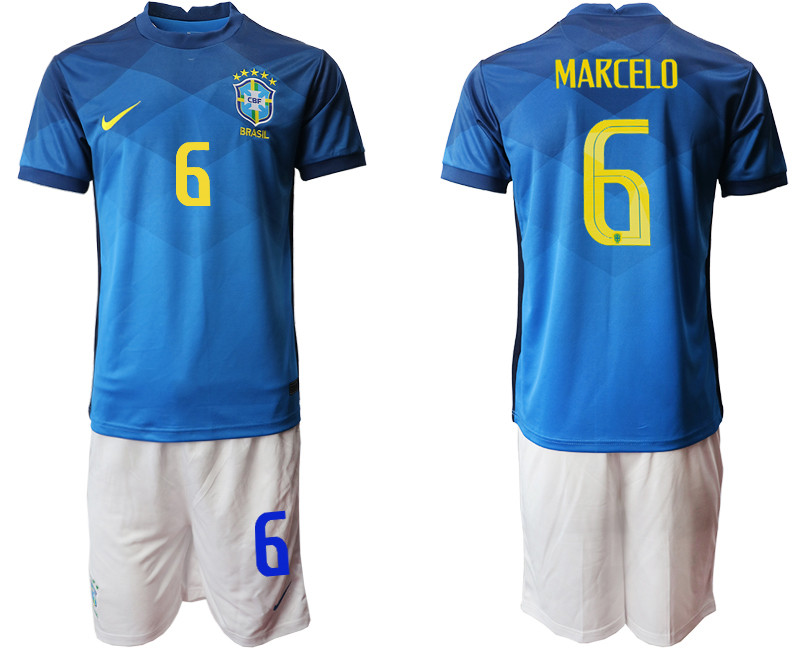 2020 21 Brazil 6 MARCELO Away Soccer Jersey