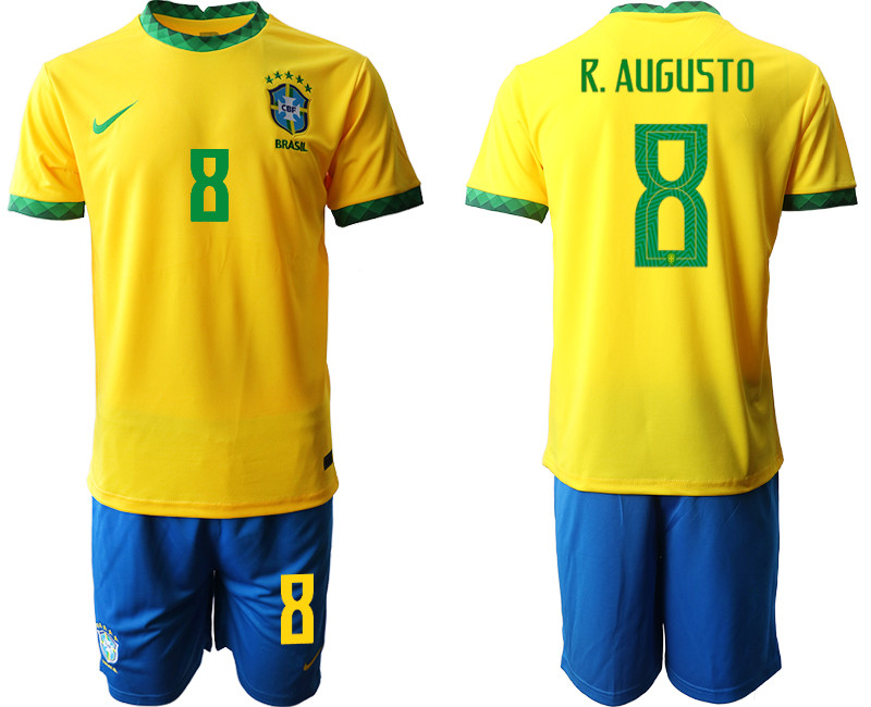 2020 21 Brazil 8 R.AUGUSTO Home Soccer Jersey