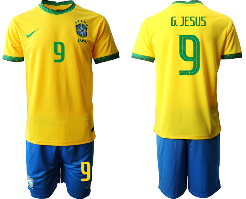 2020 21 Brazil 9 G.JESUS Home Soccer Jersey
