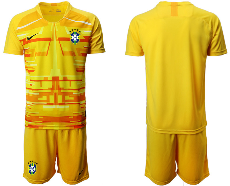 2020 21 Brazil Yellow Goalkeeper Soccer Jersey
