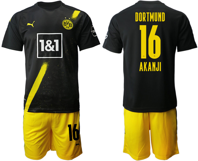 2020 21 Dortmund 16 AKANJI Away Soccer Jersey
