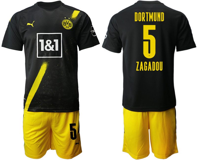 2020 21 Dortmund 5 ZAGADOU Away Soccer Jersey