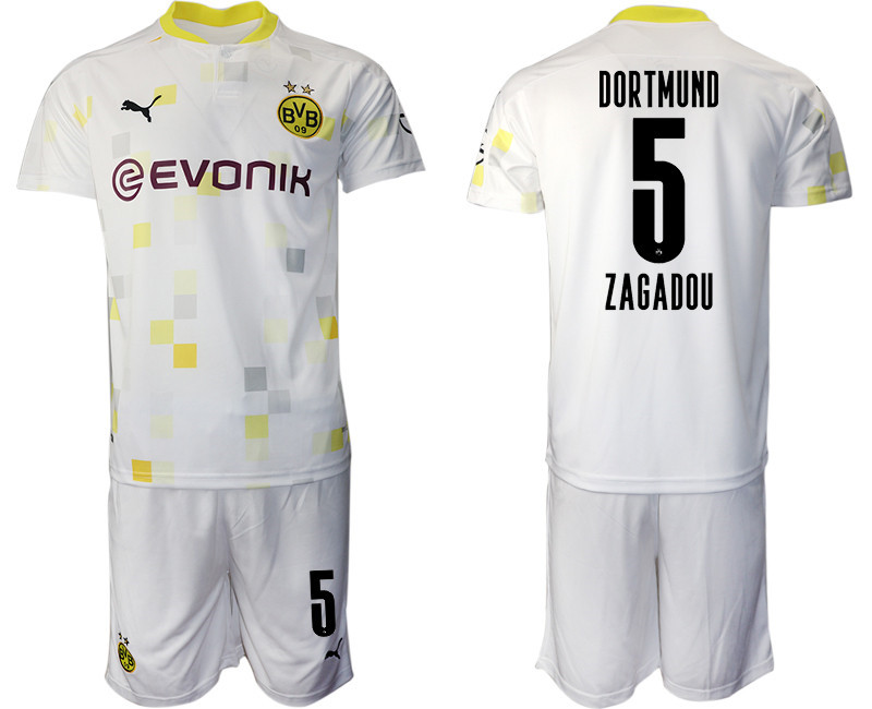 2020 21 Dortmund 5 ZAGADOU Third Away Soccer Jersey