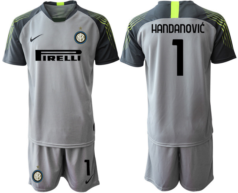 2020 21 Inter Milan 1 HANDANOVIC Gray Goalkeeper Soccer Jerseys