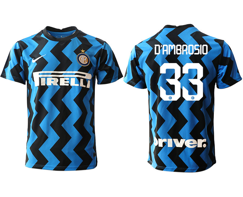 2020 21 Inter Milan 33 DAMBROSIO Home Thailand Soccer Jersey