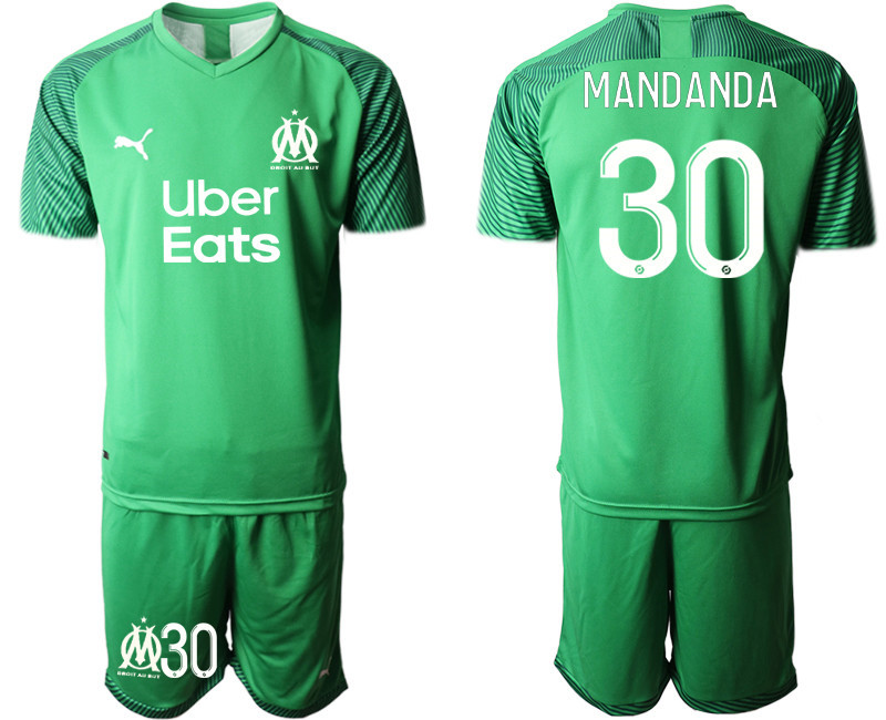 2020 21 Marseilles 30 MANDANDA Green Goalkeeper Soccer Jersey
