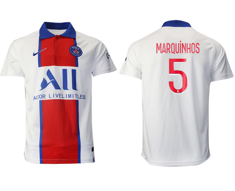 2020 21 Paris Saint Germain 5 MARQUINHOS Away Thailand Soccer Jersey