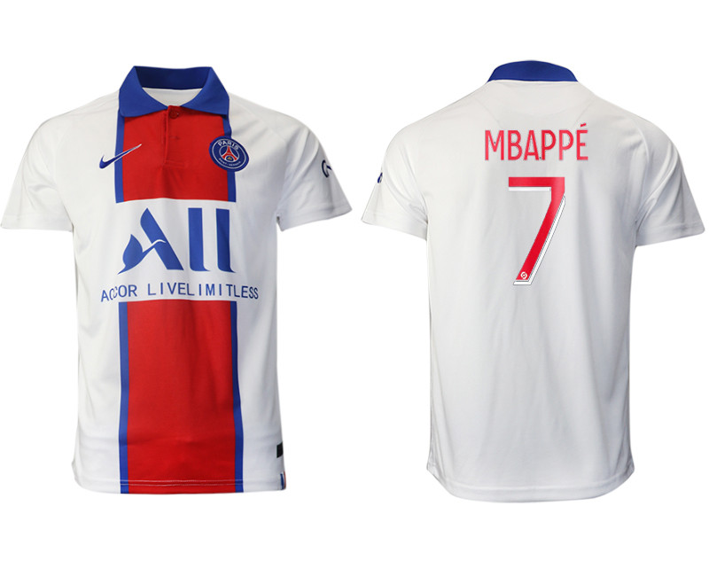 2020 21 Paris Saint Germain 7 MBAPPE Away Thailand Soccer Jersey