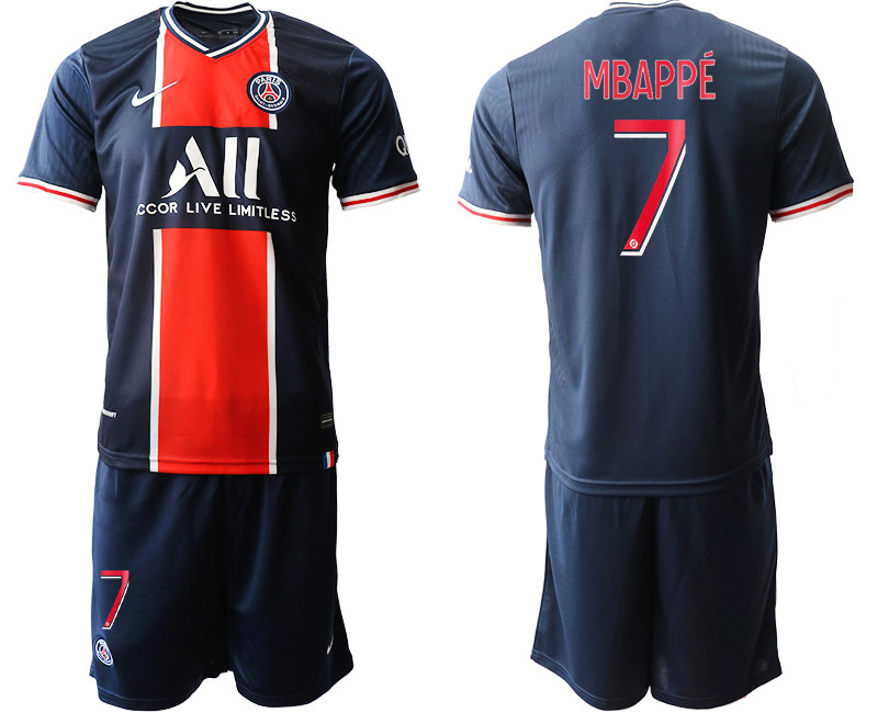 2020 21 Paris Saint Germain 7 MBAPPE Home Soccer Jerseys