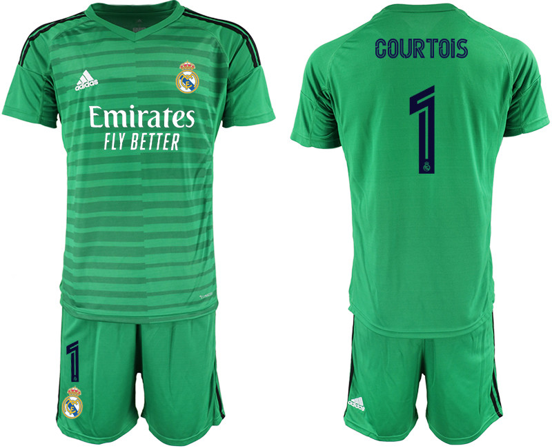 2020 21 Real Madrid 1 COURTOIS Green Goalkeeper Soccer Jersey