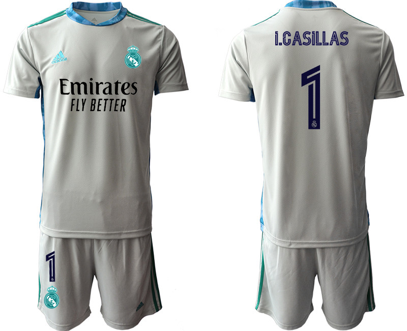 2020 21 Real Madrid 1 I.CASILLAS Gray Goalkeeper Soccer Jersey