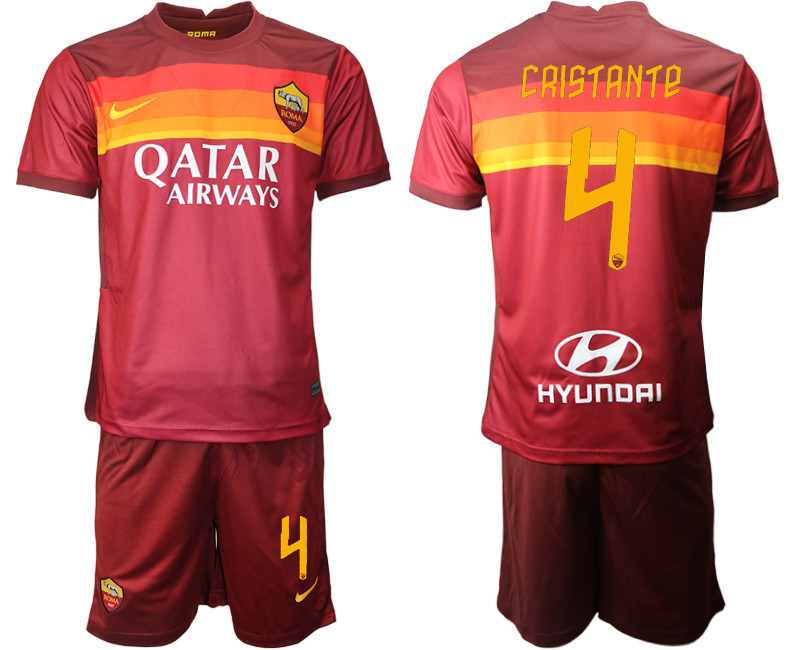 2020 21 Roma 4 CRISTANTE Home Soccer Jersey