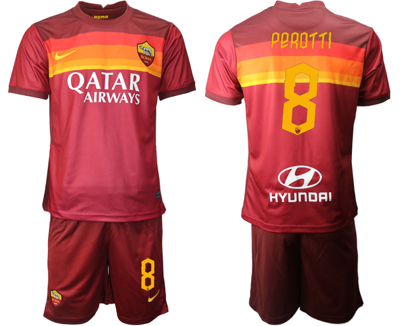 2020 21 Roma 8 PEROTTI Home Soccer Jersey