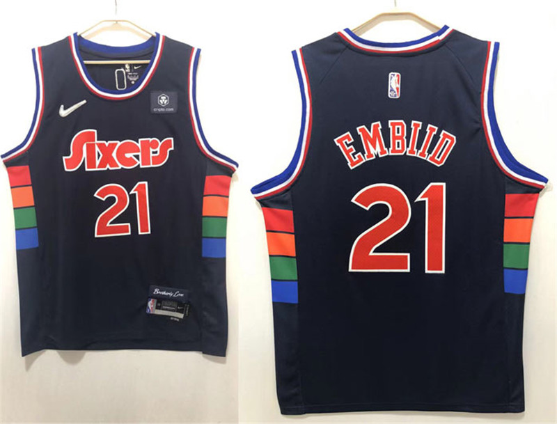 76ers 21 Joel Embiid Black 2021 22 City Edition Nike Swingman Jersey