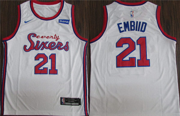 76ers 21 Joel Embiid White 2019 20 Nike Swingman Jersey