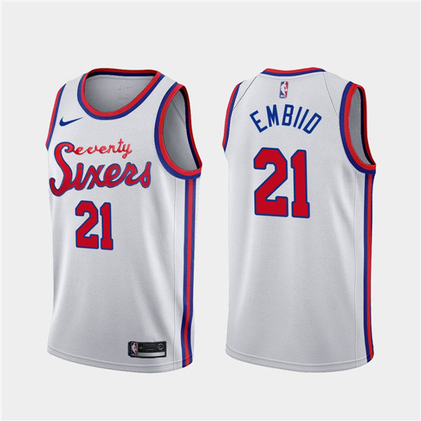 76ers 21 Joel Embiid White Nike Swingman Jersey