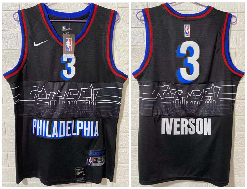 76ers 3 Allen Iverson Black 2020 21 City Edition Nike Swingman Jersey