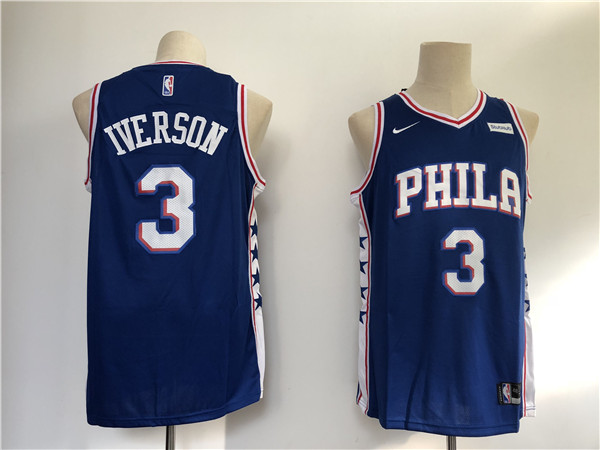 76ers 3 Allen Iverson Blue  Swingman Jersey