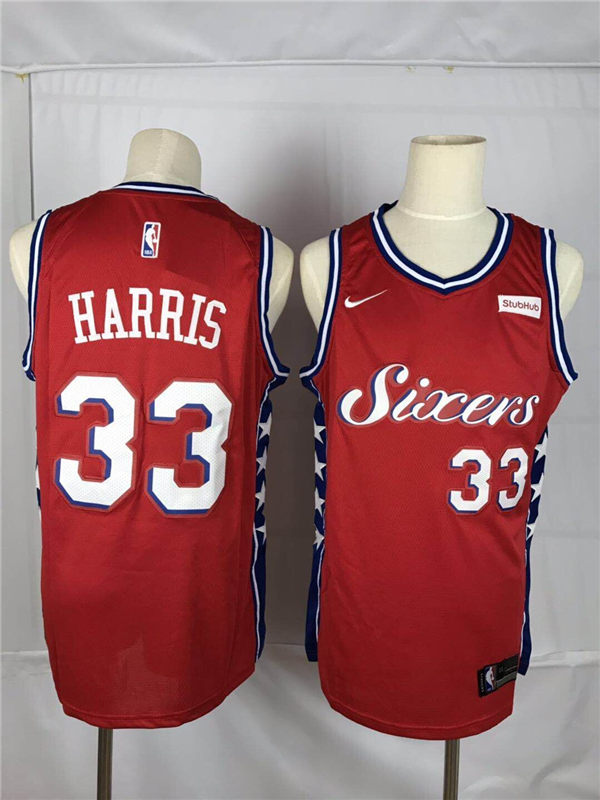 76ers 33 Tobias Harris Red Nike Throwback Swingman Jersey