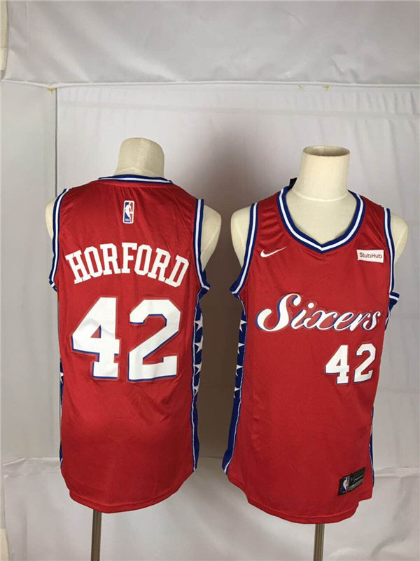 76ers 42 Al Horford Red Nike Throwback Swingman Jersey