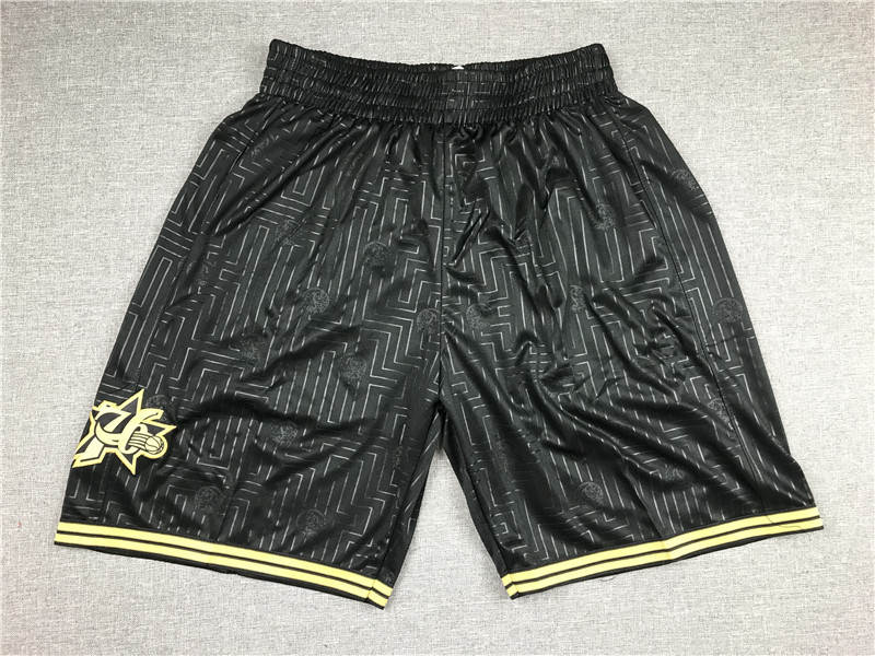 76ers Black Stitched Shorts