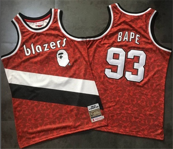 A Bathing Ape Blazers #93 Bape Red Stitched Basketball Jersey