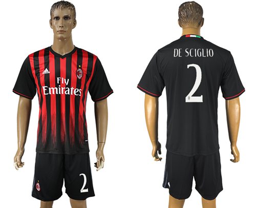 AC Milan 2 DE Sciglio Home Soccer Club Jersey