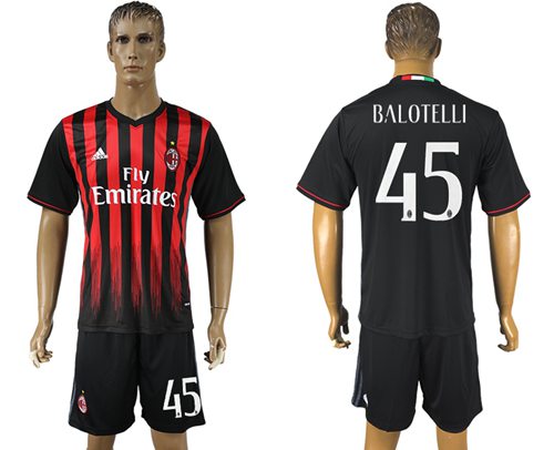 AC Milan 45 Balotelli Home Soccer Club Jersey