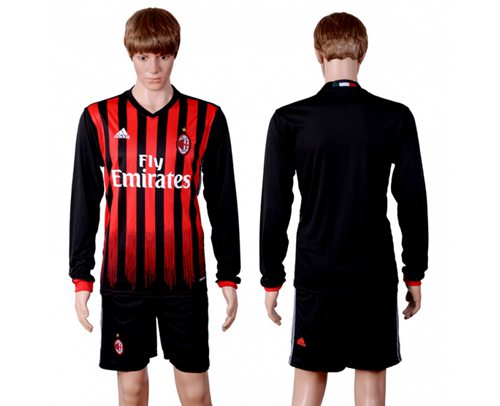 AC Milan Blank Home Long Sleeves Soccer Club Jersey