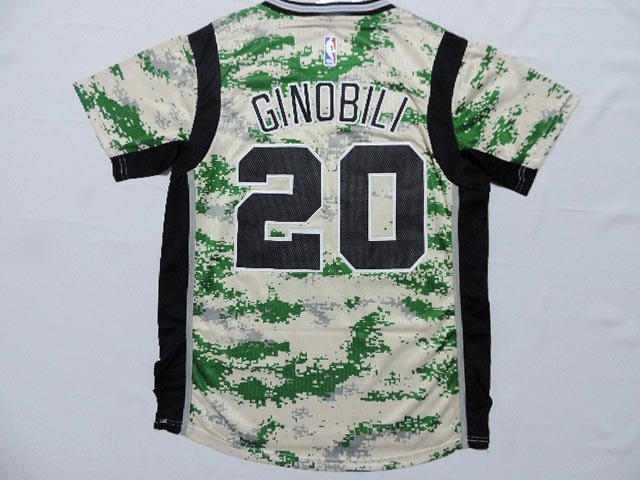  2014 2015 NBA San Antonio Spurs 20 Manu Ginobili New Revolution 30 Swingman Camo Jerseys with Sleeve