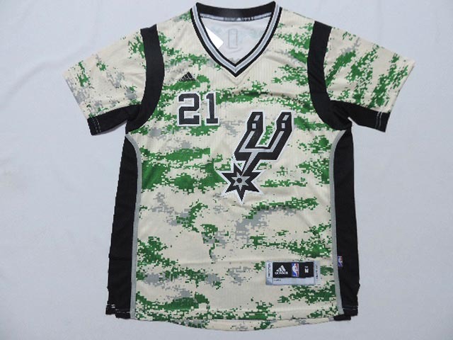  2014 2015 NBA San Antonio Spurs 21 Tim Duncan New Revolution 30 Swingman Camo Jersey with Sleeve