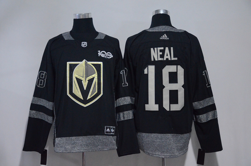  2017 NHL Vegas Golden Knights #18 James Neal 100th Anniversary Black Ice Hockey Jerseys