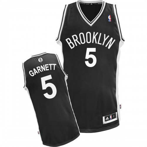  Brooklyn Nets 5 Kevin Garnett Authentic Black NBA Jersey