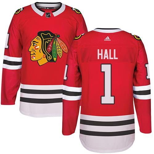  Chicago Blackhawks #1 Glenn Hall Red Home Authentic Stitched NHL Jersey