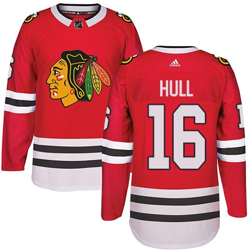  Chicago Blackhawks #16 Bobby Hull Red Home Authentic Stitched NHL Jersey