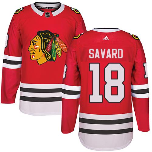  Chicago Blackhawks #18 Denis Savard Red Home Authentic Stitched NHL Jersey