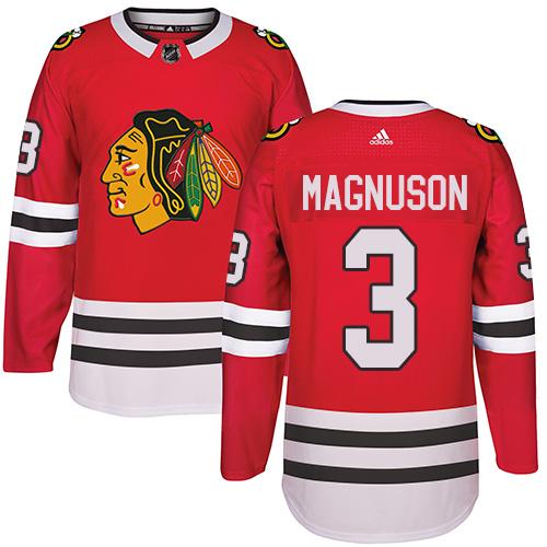  Chicago Blackhawks #3 Keith Magnuson Red Home Authentic Stitched NHL Jersey