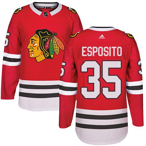  Chicago Blackhawks #35 Tony Esposito Red Home Authentic Stitched NHL Jersey